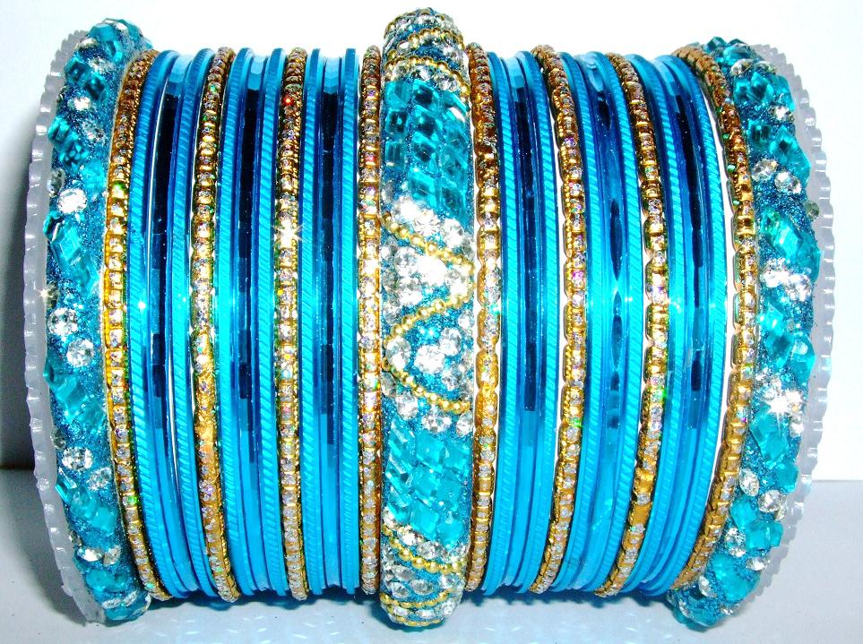 Blue & Gold Indian Fashion Bangles